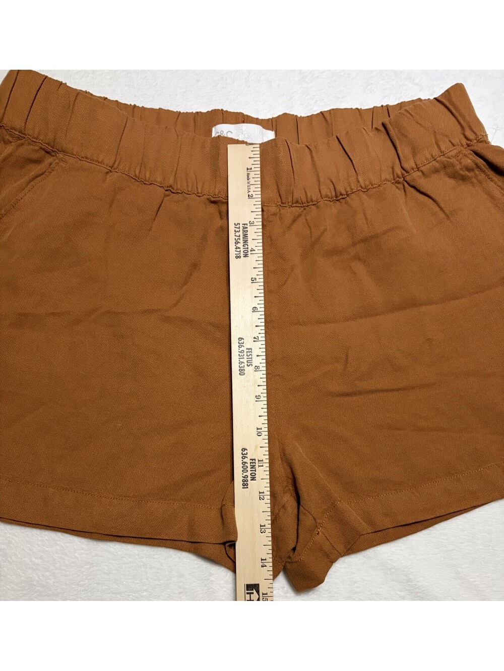 Nwot C&C California Linen Shorts XL High Waist Elastic Waist Pull On Rust Orange